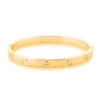 Bracelete liso trabalhado redondo banho ouro 18k