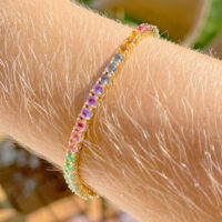 Pulseira riviera colorida banho ouro 18k