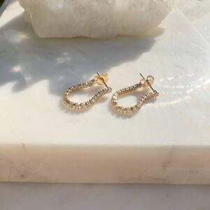 Brinco duplo pêndulo ear Jacket riviera banhado a ouro 18k. - Imagem 7