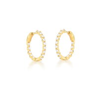 Brinco argola cravejada com zircônias brancas P banho ouro 18k.
