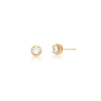 Brinco ponto de luz cravejado com zircônias brancas em banho de ouro 18k.