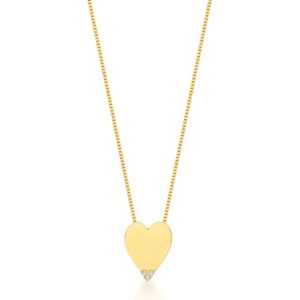 Conjunto brinco e corrente com pingente coração banhado  a ouro 18k. - Imagem 2