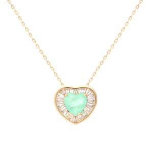 Colar cristal fusion esmeralda colombiana coração cravejado em banho de ouro 18k. - Imagem 2