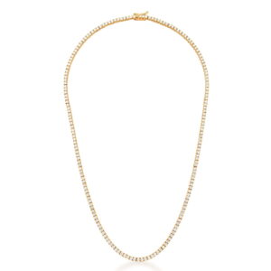 Colar riviera rigida com zircônias brancas em banho ouro 18k.