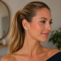 Earcuff cristal gotas invertidas pequeno Prata 925.