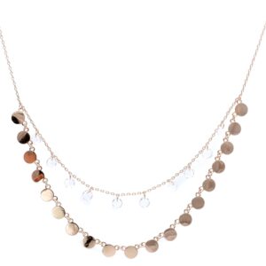 Colar duplo com cristais e lentilhas em banho ouro 18k. - Imagem 3