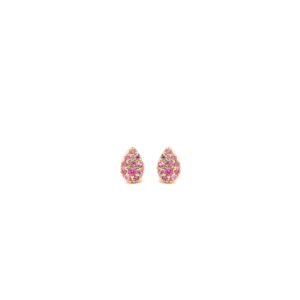 Brinco gotinha cravejada com zircônias rosa banho ouro 18k. - Imagem 2