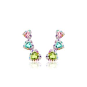 Brinco earcuff coração cristal peridoto em Prata 925. - Imagem 2