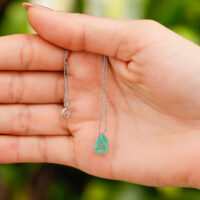 Colar gota cristal esmeralda fusion em Prata 925.