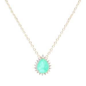 Colar gota fusion cristal esmeralda cravejada banho ouro 18k. - Imagem 2