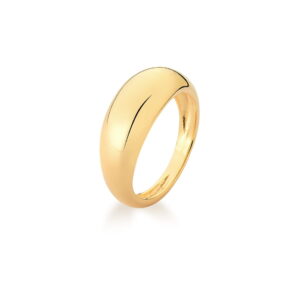 Anel curvo liso em banho ouro 18k.