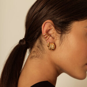 Piercing fake  triplo liso banho ouro 18k.