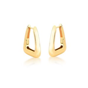 Argola triangular lisa M banho ouro 18k. - Imagem 2