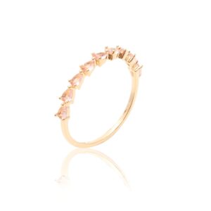 Anel gotas cristal quartzo rosa em banho ouro 18k. - Imagem 2