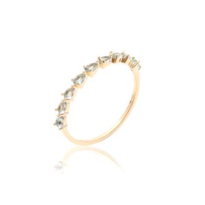 Anel gotas cristal topázio azul em banho ouro 18k. - Imagem 2
