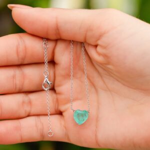 Colar coração cristal esmeralda fusion em Prata 925.