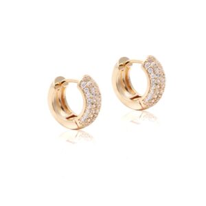 Brinco argola cravejado 5 fileiras banho ouro 18k. - Imagem 2