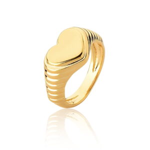 Anel dedinho coração liso em banho ouro 18k.