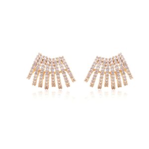 Brinco earcuff 8 linhas cravejado  em banho ouro 18k. - Imagem 3
