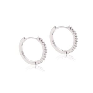 Brinco argola 1 linha zircônias brancas em Prata 925. - Imagem 3