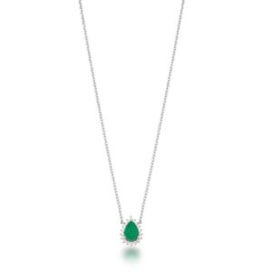 Colar gota cristal esmeralda cravejado com zircônias brancas em prata 925. - Imagem 2