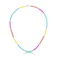 Choker cristais coloridos em Prata 925.