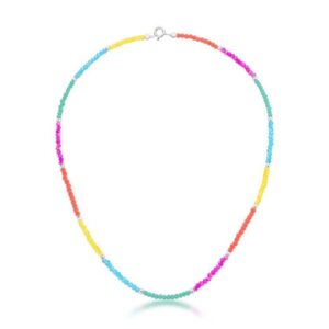 Choker cristais coloridos em Prata 925.
