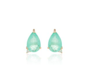 Brinco gota fusion cristal turmalina em banho ouro 18K. - Imagem 2