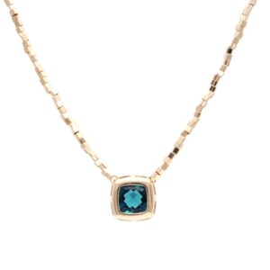 Colar cristal quadrado london blue banho ouro 18k. - Imagem 2