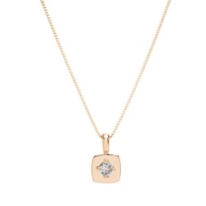 Colar pingente medalha com cristal topázio azul em banho ouro 18k. - Imagem 4
