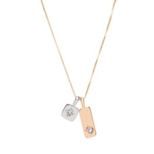 Colar pingentes medalha cristal paraíba  banho ouro 18k e ródio prata. - Imagem 4