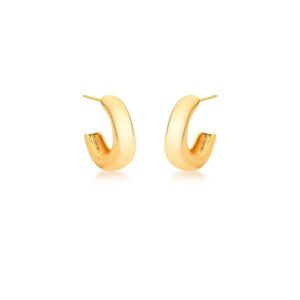 Meia argola curva lisa em banho ouro 18k. - Imagem 2