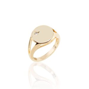 Anel dedinho liso com zircônia branca  banho ouro 18k. - Imagem 4