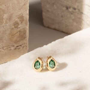Brinco gota cristal paraiba em banho ouro 18k. - Imagem 2