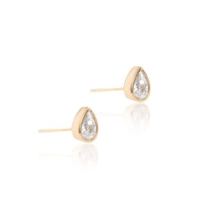 Brinco gota zircônia branca em banho ouro 18k. - Imagem 2