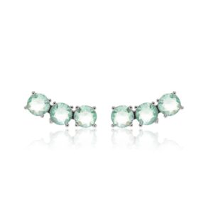 Brinco earcuff cristal paraíba em ródio branco. - Imagem 3