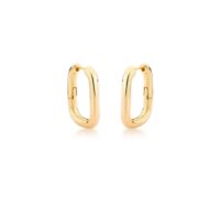 Brinco argola retangular lisa em banho ouro 18k.