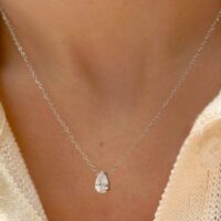 Colar gota zircônia branca em Prata 925.