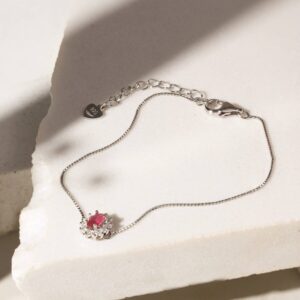Pulseira cristal rubi cravejada com zircônias brancas em Prata 925. - Imagem 2