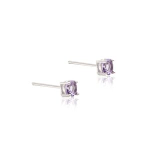 Brinco redondo cristal ametista  em Prata 925. - Imagem 3