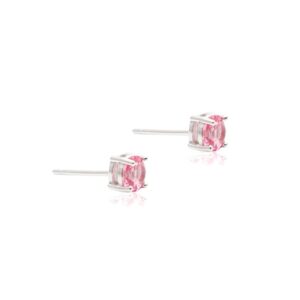 Brinco redondo cristal quartzo rosa em Prata 925. - Imagem 4