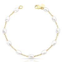 Pulseira pérola barroca em banho ouro 18k.