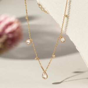 Colar 3 Gotas de Zircônias Brancas em  Banho de Ouro 18k. - Imagem 2
