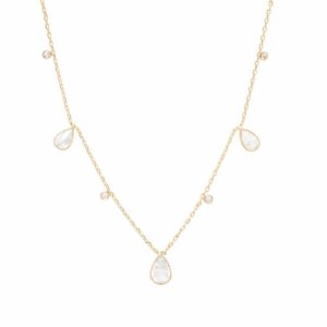 Colar 3 Gotas de Zircônias Brancas em  Banho de Ouro 18k. - Imagem 3