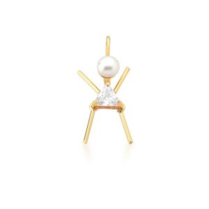 Colar com pingente menina com cristal triangular  e pérola shell em banho ouro 18k. - Imagem 4