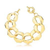 Pulseira com elos groumet lisos em banho ouro 18k.