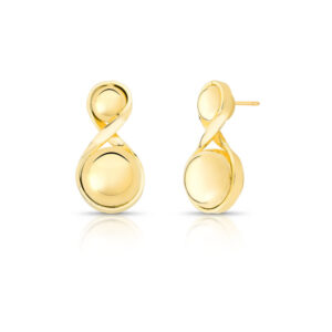 Brinco torcido com duas esferas liso em banho ouro 18k. - Imagem 2