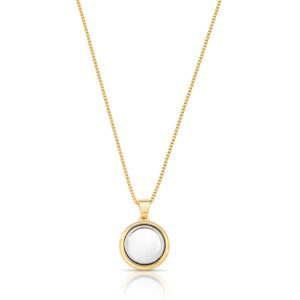 Conjunto redondo pequeno  liso em  banho ouro e ródio prata. - Imagem 3