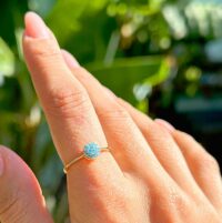 Anel Redondo Nano Turquesa em  Banho de Ouro 18k.