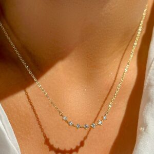 Conjunto de Brinco e Colar com Pontos de Luz e Zircônias  em Brancas  Banho de Ouro 18k. - Imagem 7